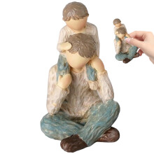 Father and Son Figurine 4.5X2.6X3 Inch Realistic Resin With Son Sitting On Shoulder Ideal Home Decor For Living Room