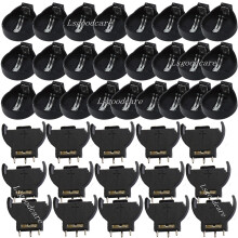 CR2032 Battery Socket Holder Vertical Case Plastic Black 50Pcs Fits CR2032 CR2025 Coin Cells