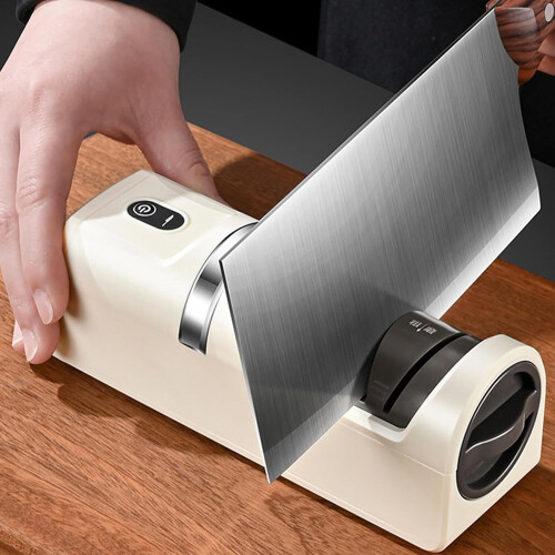 Electric Knife and Scissors Sharpener Rechargeable Automatic Precision Kitchen Tool Cream 1