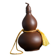 Ceramic Gourd Wine Jug with Smooth Polished Rim, Sealed Clay Bottle for Home Bar and Whiskey Storage