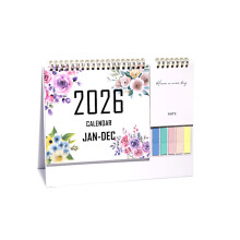 Tischkalender 2026 mit Schreibblock und Aufkleber,-D