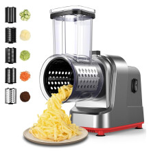 Electric Vegetable Cutter and Cheese Grater, 250W OneTouch Slicer Shredder with 5 Blades Stainless Steel
