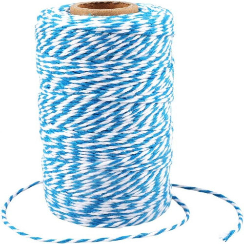 Δώρα και χειροτεχνίες DIY, σπάγκος Lake Blue And White, 100 μέτρα από μείγμα βαμβακιού υψηλής 1