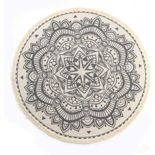 Handmade Woven Boho Cotton Round Placemats, Non-Stick Hair Eco-Friendly Set Of 4 With Retro Elegant Patterns And Art Inspired Mandala Tassels, Machine