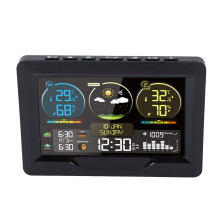 Color Screen Weather Station with Digital Thermometer Indoor Outdoor Humidity Monitor and 8 Time Zones
