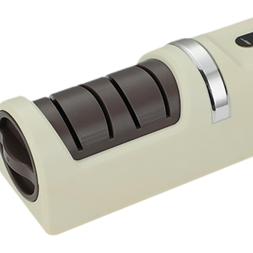 Electric Knife Sharpener with Dual Sharpening Modes for Kitchen and Outdoor Tools, White 1