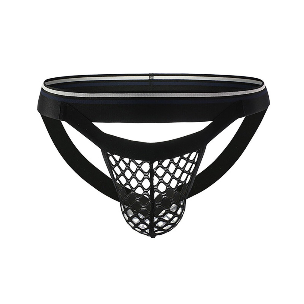 Black Men's Underwear Briefs Mesh Bulge Pouch Jock Strap Low Waist Transparent Cosplay Tanga S Stag Do Costume