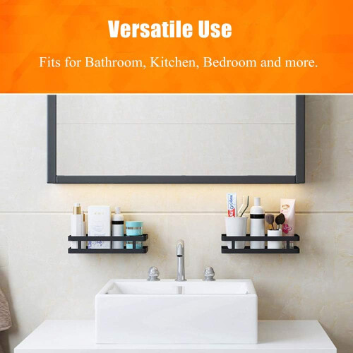 Stainless Steel Spice Organizer, Versatile Wall-Mounted Spice Shelf for Space-efficient Storage (Black) 1