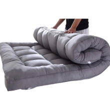 Japanese Floor Mattress King Size with Thick Quilted Padding, Foldable Sleeping Pad for Guest Bed and Camping, Gray