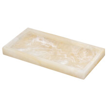Luxury Natural Stone Vanity Organizer, Resin Bathtub Tray Marble Pattern for Cosmetics, Bathrooms & Kitchens (Rectangle)
