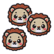 Mini Lion Embroidered Iron On Patches for Clothing Jackets Backpacks, Cartoon Animal, 3 PCS