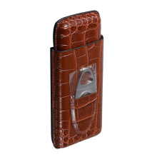Cigar Travel Case PU Leather Holder for 3 Cigars Elegant Brown Gift for Groomsmen 7.48x3.54in