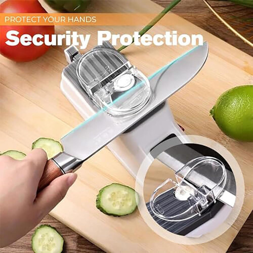 Electric Knife Sharpener with DualSided Grinding, Protective Cover, Compact Design, 1PCS 2