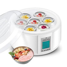 Yogurt Maker with LCD Display, 1.5L Stainless Steel, 7 Glass Cups, 360 Constant Temperature