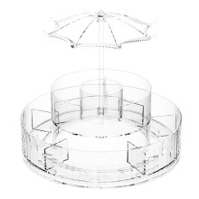 Beauty Organizer with Top Hook Design, 360 Degree Rotating Makeup Storage Offers Quick Access, Adjustable Trays Ensure Customized Organization, Blends
