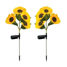 Decorative Sunflower Solar Lights, Upgraded Outdoor Garden Stake With Brightness & Beautiful Display, Adjustable Stems & Leaves, Waterproof Solar Deco