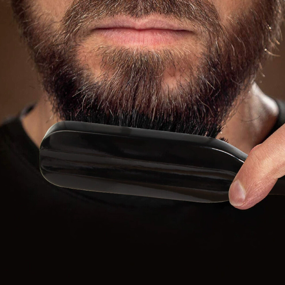 Beard Brush for Men, Beard Grooming Brush with Wood Handle Soft Bristles Natural Bristle Tool for Beard and Mustache Styling, Beard Care Tool for