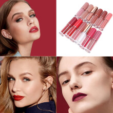 Set di 12 lucidalabbra, rossetto liquido colorato dalla texture acquosa, idratante e nutriente, a lunga tenuta.