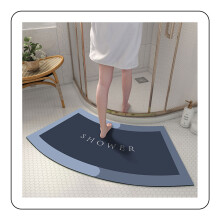 Tapis de douche super absorbant, tapis de bain incurvé en diatomées à séchage rapide, tapis de douche antidérapant d'un quart de cercle pour la