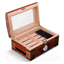 Cigar Humidor Cedar Wood Storage Box with Hygrometer MultiLayer 80 Capacity Luxury Design