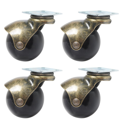 Rodízios para móveis que protegem pisos de madeira, 2 polegadas, dourado antigo, para múltiplas aplicações, placa superior com acabamento em