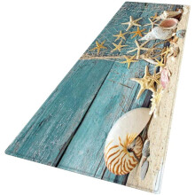 Wasbaar vloerkleed voor de slaapkamer, decoratief tapijt met oceaanmotief en 3D-schelpdesign, zachte antislip vloermat van microvezel voor woonkamer