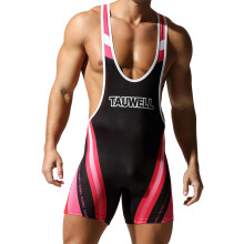 Mens Wrestling Singlet Hot Pink Stretchy Gymnastics Unitard One Piece Size L for Sports and Cycling