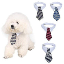 (l, red) Dog Cat Grooming Cat Striped Bow Tie Animal Striped Bow Tie Collar Pet Adjustable Christmas Cat Collar
