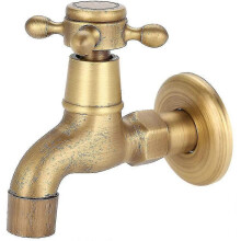 (As show, One size) G1/2 Wall Mounted Vintage Solid Brass Faucet Water Tap For Kitchen Sink Mop Pool(short)