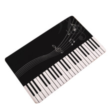Musiktema golvmatta dekorativ halkfri badrumsmatta med mjuk mikrofiber och utsökt 3D-tryckmönster vattenavvisande snabbtorkande pianonoter de