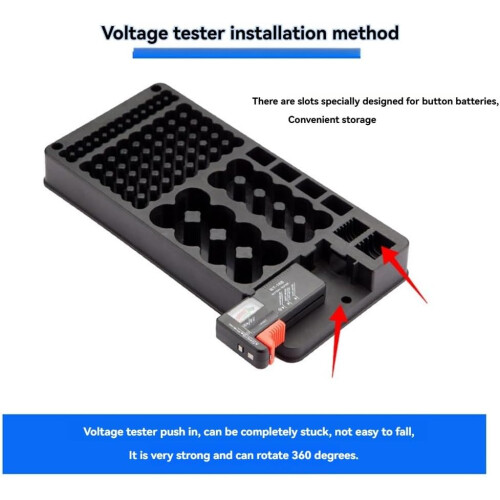 Battery Storage Box Organizer Holder with Digital Display, Tester for AAA AA C D 9V Batteries, Compact Design 2