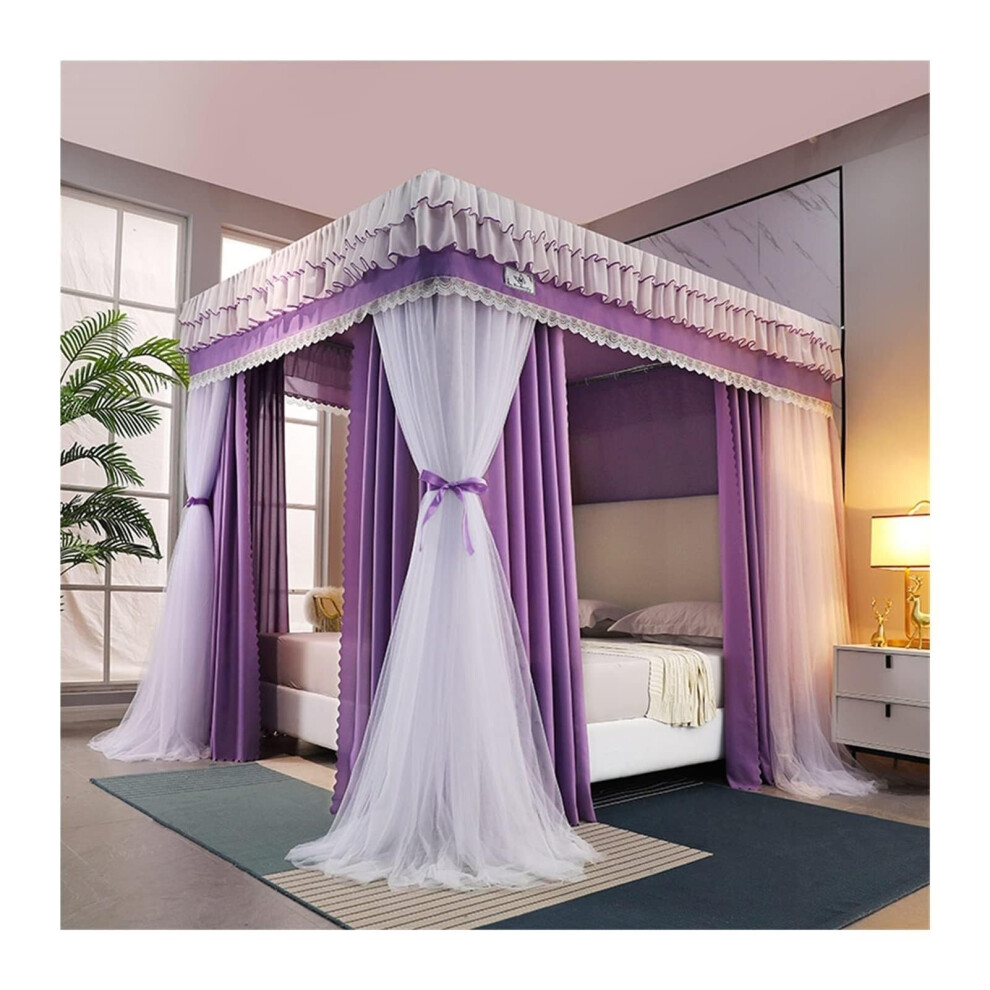 Romantic Lace Bed Canopy Mosquito Net with 360 Full Enclosure and FloortoCeiling Privacy Curtain