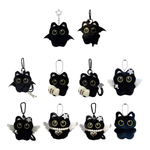 Cute Ghostly Wing Cat Keychain Bag-MR213 Little Black C 1