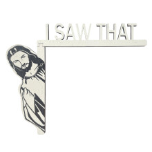 Panneau de porte humoristique, décoration d'angle en bois avec cadre « Jésus, j'ai vu ça ! », décoration d'angle de porte créative pour