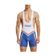 Men's Wrestling Singlets One Piece Bodysuit Gym Sleeveless Boxer Briefs Athletic Supporter Size M White