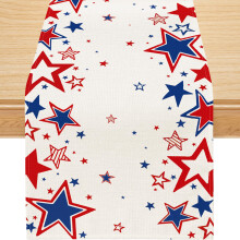 4th of July Patriotic Table Runner 13x108 Inch Durable Burlap for Indoor Outdoor Independence Day Decor