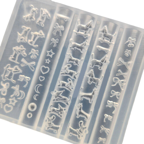 Multipurpose Silicone Mold Dog Bowknot Nail Art Template Craft