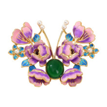 Delicate Floral Butterfly Pin Alloy Craftsmanship Fashion- B