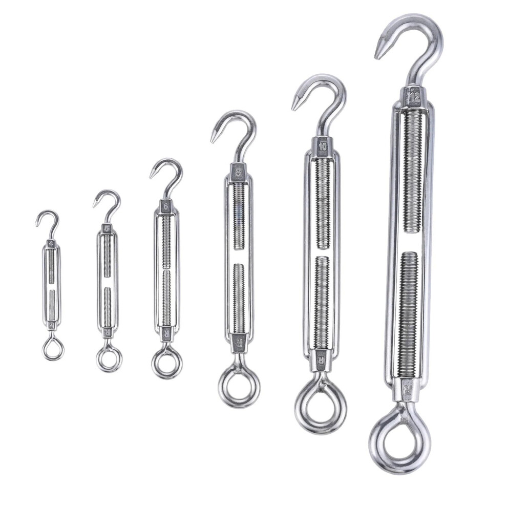 Turnbuckle Tensioner 304 Stainless Steel Wire Rope Tensioner Hook Eye M4 M5 M6 M8 M10 M12 Rigging Hardware 9001264948771