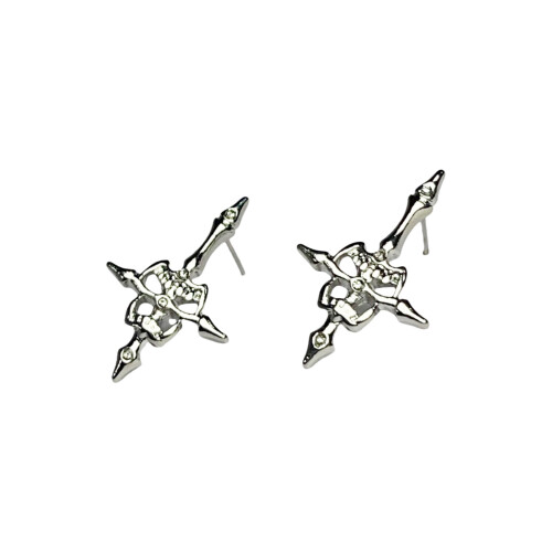 Punk Small Skull with Reverse Crosses Stud Earrings Comfortable