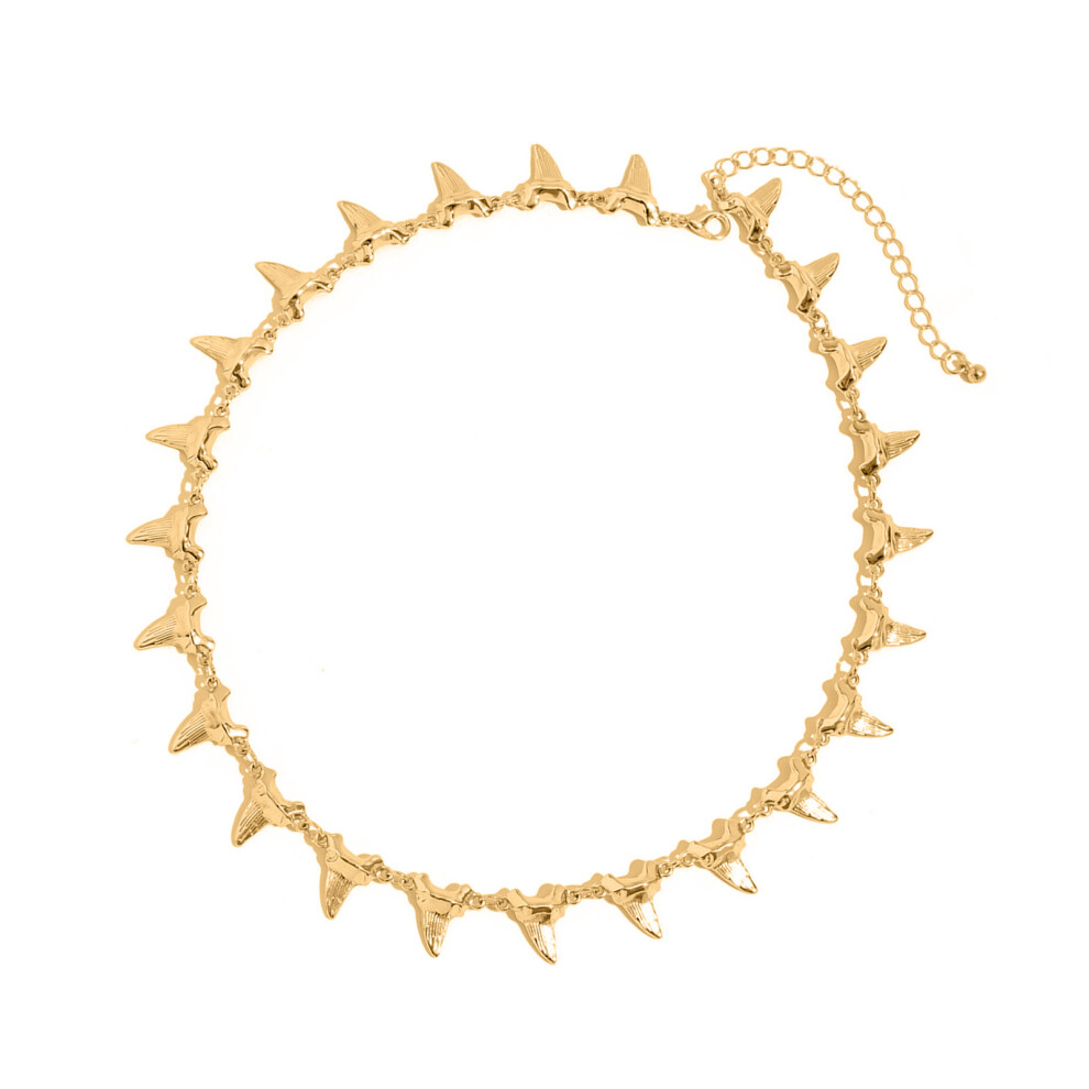 Contemporary Shark Tooth Necklace Bracelet-Gold-color necklace