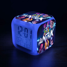 (Style-2) KPop demon hunters Alarm Clock 7-Color Changing LED Night Light Alarm Clock
