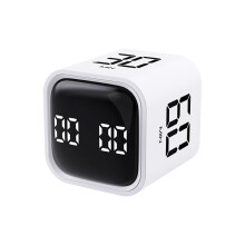 Digital Kitchen Cube Timer with GravitySensing Flip Control, Rechargeable Silent Countdown, Adjustable Volume, Black