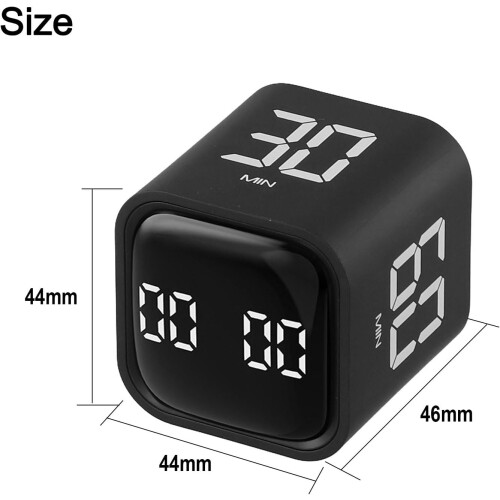 Digital Kitchen Cube Timer with GravitySensing Flip Control, Rechargeable Silent Countdown, Adjustable Volume, Black 2