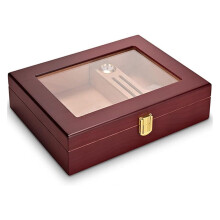 Cedar Wood Cigar Humidor Box with Hygrometer and Humidifier for Travel Airtight Storage