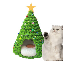 Christmas Tree Cat Bed Material Set For Indoor Pets Nest Craft Kit Tent House Furniture Holiday Decor For Cats Dogs