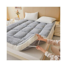 Lamb Wool Mattress Topper Twin 90x200cm Gray DualSided AllSeason Pad with AntiSlip Straps