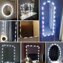 Hollywood Style Vanity Mirror with Lights, 60 LED Dimmable Strip Light for Cosmetic Makeup, Vanity Table Set with Functional Remote Control for Your