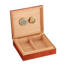 Wooden Cigar Humidor With Hygrometer, Humidifier And Divider Desktop Cigar Box Holds 20 Cigars
