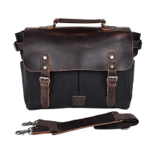 Waterproof Leather Motorcycle Saddle Bag Retro Side Bag with Secure Storage for Travel Black